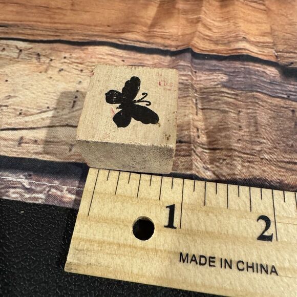 Butterfly Silhouette Rubber Stamp Wood Mounted Insect Nature Garden Craft Art - Picture 8 of 9